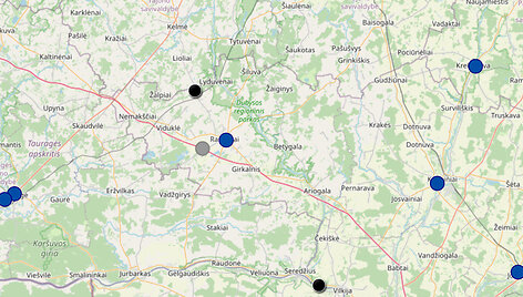 &bdquo;Juodųjų dėmių&ldquo; žemėlapis (2021 m.) Vidurio Lietuvoje