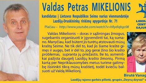 Valdo Petro Mikelionio reklaminis lapelis