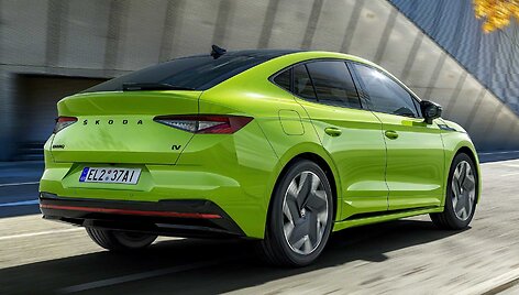 &Scaron;koda pristatė didžiausią ir galingiausią elektromobilį Enyaq Coupe RS iV