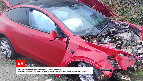 Kas liko i&scaron; avariją patyrusio &bdquo;Tesla Model Y&ldquo;