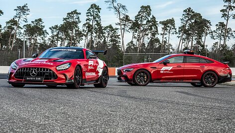 Formulės 1 saugos ir medikų automobiliai Mercedes-AMG GT Black Series ir Mercedes-AMG GT 63 S 4MATIC+