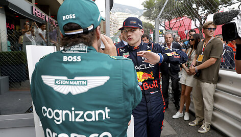 Formulės 1 Monako GP, F.Alonso ir M.Verstappenas