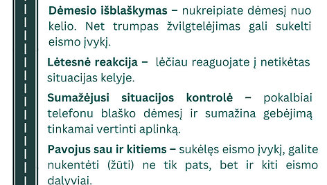 KET: draudimas naudotis telefonu vairuojant