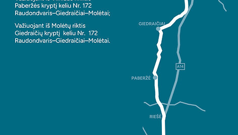 Alternatyvūs mar&scaron;rutai: kaip apvažiuoti remontuojamą kelią Vilnius-Utena (A14)