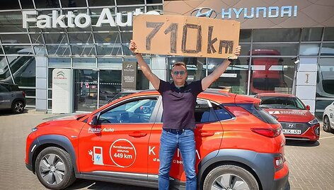 Vitoldas su Hyundai Inster viena įkrova nuvažiavo 590 km 