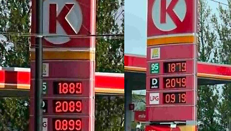 Degalų kainos Circle K Vilniuje gegužės 7 d.