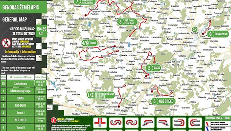 Visos trasos. Rally Žemaitija 2026 trasų žemėlapiai