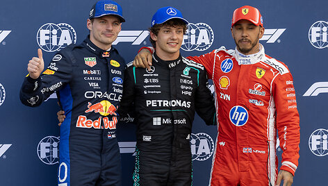 Maxas Verstappenas, Andrea Kimi Antonelli, Lewisas Hamiltonas po Monako GP kvalifikacijos