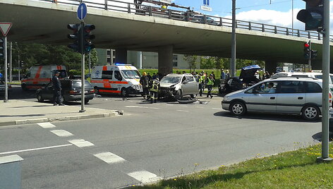 Avarija prie Spaudos rūmų paralyžiavo eismą 2014 m. birželio 16 d. 