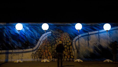 Meno projektas &bdquo;Lichtgrenze 2014&ldquo; (&bdquo;&Scaron;viesos siena 2014&ldquo;): Berlyną nu&scaron;vietė 8000 baltų &scaron;viestuvų