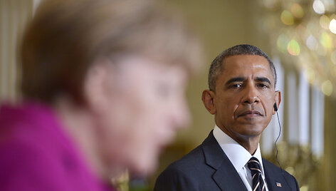 Angelos Merkel ir Baracko Obamos susitikimas Baltuosiuose rūmuose