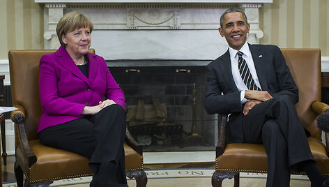 Angelos Merkel ir Baracko Obamos susitikimas Baltuosiuose rūmuose