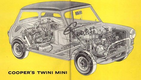MINI su dviem varikliais buvo stulbinančiai greitas, bet mechaninių bėdų sukelta avariją &scaron;į prototipą pražudė.