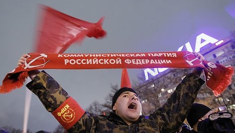 Mitingas Maskvoje, protestuoja komunistų šalininkai