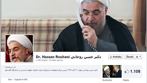 Irano prezidento Hassano Rouhani paskyra socialiniame tinkle „Facebook“