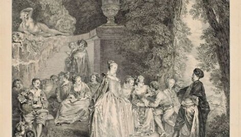 Laurent Cars (1699&ndash;1771). Venecijieti&scaron;ka &scaron;ventė. Pagal Antoine&rsquo;ą Watteau Luvro muziejus, Grafikos meno skyrius, Edmond&rsquo;o de Rothschildo kolekcija 