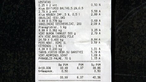 Parduotuvės čekis