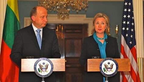 Premjeras A.Kubilius su valstybės sekretore H.Clinton