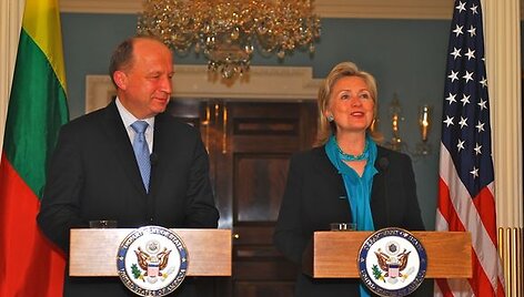 Premjeras A.Kubilius su valstybės sekretore H.Clinton
