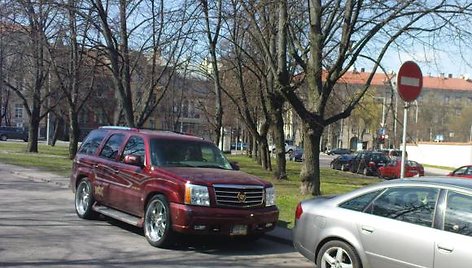 Vairuotojas gangsterišką visureigį atbulomis pastatė šioje Lukiškių gatvės vietoje.