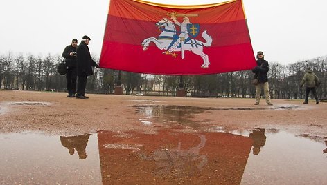 Vytį Lukiškių aikštėje pakeitė trispalvė.