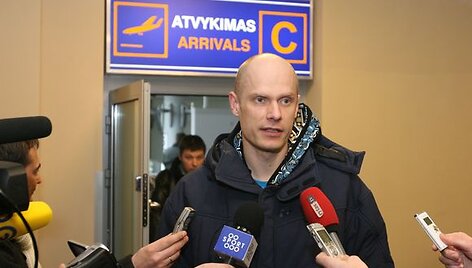 &bdquo;Uniks&ldquo; žaidėjas Saulius &Scaron;tombergas sulaukė žurnalistų dėmesio.