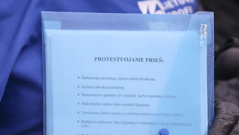 Lietuvos profesinių sąjungų konfederacijos piketas prie&scaron; skubotą socialinio modelio projekto priėmimą
