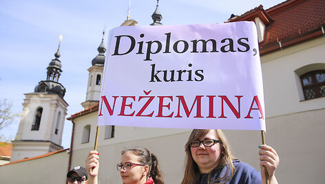 Lietuvos edukologijos universiteto studentai suorganizavo piketą. 