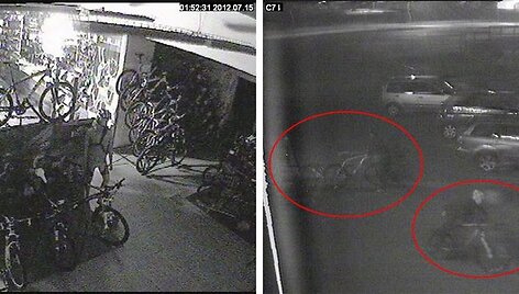 Vaizdo įra&scaron;o kokybė apgailėtina, tačiau filmuotoje medžiagoje vis dėlto galima įžvelgti, kaip keturi nusikaltėliai plytgaliu i&scaron;daužia vitriną, čiumpa po dviratį ir mina tolyn.