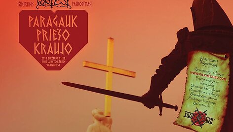 Sunkiosios muzikos grupės &bdquo;Obtest&ldquo; pasirodymą festivalyje &bdquo;Kilkim žaibu&ldquo; reklamuojantis plakatas