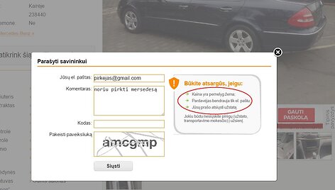 Portalo administracijos įspėjimas apie įtartinus skelbimus
