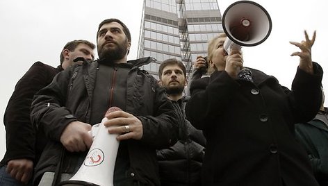 Protesto akcijos dalyviai