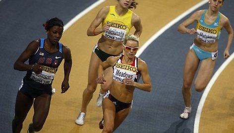 E.Balčiūnaitė (geltona apranga), varžydamasi su greičiausiomis pasaulio bėgikėmis, užėmė 5 vietą