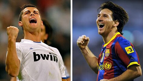 &bdquo;Real&ldquo; lyderis Cristiano Ronaldo prie&scaron; &bdquo;Barcelonos&ldquo; atakų dirigentą Lionelį Messi