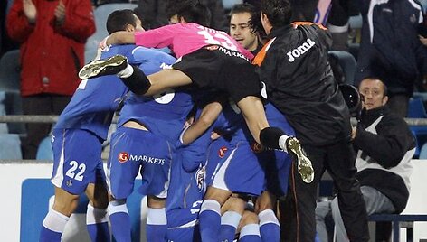 &bdquo;Getafe&ldquo; futbolininkai triumfuoja po pergalės prie&scaron; &bdquo;Villarreal&ldquo;.