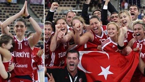 Patekusios į finalą Turkijos krep&scaron;ininkės netramdė emocijų.