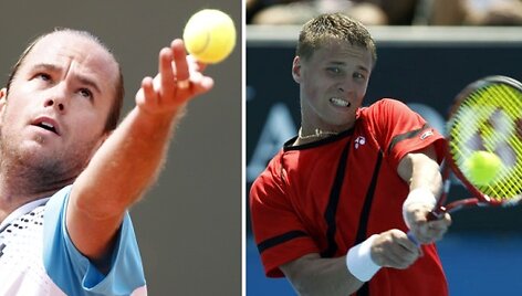 Ričardas Berankis (de&scaron;inėje) dvejetų varžybose žais poroje su belgu Xavieru Malisse'u.