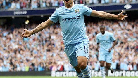 Sergio Aguero Anglijos futbolo čempionate per 4 mačus įmušė jau 6 įvarčius.