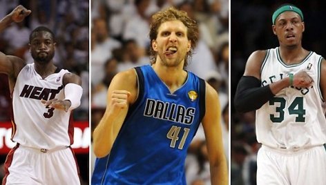 Dwyane'as Wade'as, Dirkas Nowitzkis ir Paulas Piece'as.