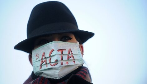 Protesto akcija prie&scaron; ACTA susitarimą
