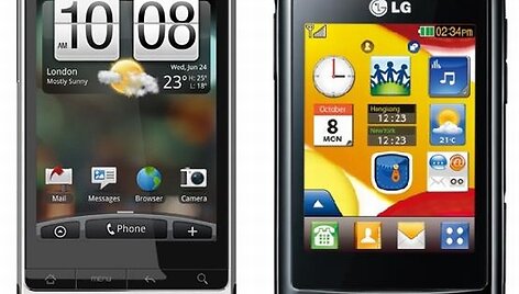 &bdquo;HTC Legend&ldquo; (kairėje) ir LG-T300.
