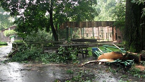 Vėtros padariniai Kauno zoologijos sode