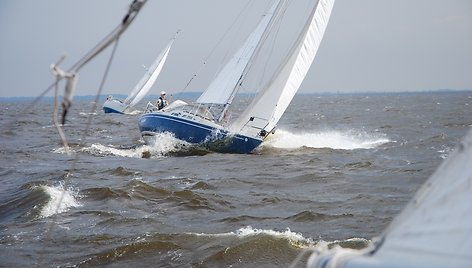 Pirmosios varžybos Kuršių mariose buriuotojams nepagailėjo vėjo.