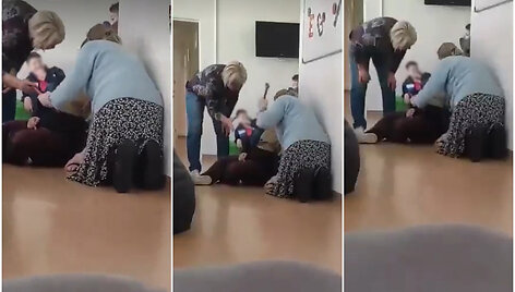 &bdquo;TikTok&ldquo; platformoje patalpintas vaizdo įra&scaron;as, kur mokyklos darbuotojos prie&scaron; vaiką mosuoja plaktuku