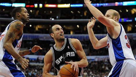 &bdquo;Clippers&ldquo; ir &bdquo;Spurs&ldquo; rungtynių akimirkos