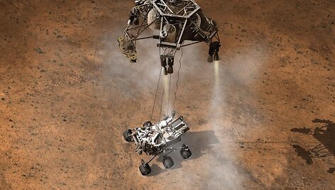 Maždaug taip turėjo atrodyti marsaeigio &bdquo;Curiosity&ldquo; nusileidimas Marse. 