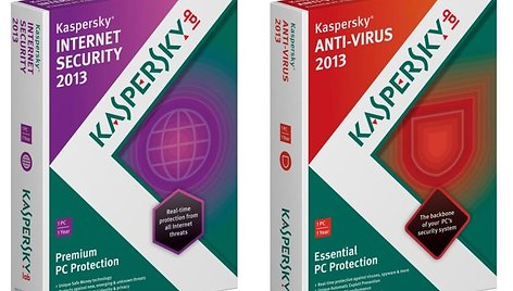 Nauji „Kaspersky Lab“ produktai: optimalios apsaugos sprendimas „Kaspersky Internet Security 2013“ (k.) ir bazinės kompiuterio apsaugos sprendimas „Kaspersky Anti-Virus 2013“.