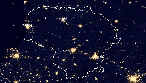 Taip giedrą naktį atrodo Lietuvos teritorija
