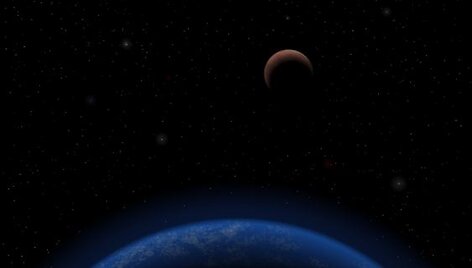 Menininko vizualizacija, kaip gali atrodyti žvaigždė Tau Ceti ir aplink ją skriejančios planetos