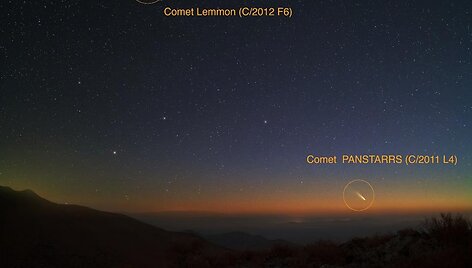 Čilėje dirbantis astrofotografas Yuris Beletsky'is užfiksavo dvi kometas viename kadre. 